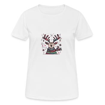 Rudolph - Frauen T-Shirt atmungsaktiv - Weiß - Vorne - AI Model Female 172 dark (172cm)