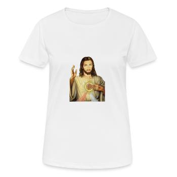 Bitcoin Jesus - Frauen T-Shirt atmungsaktiv - Weiß - Vorne - AI Model Female 172 dark (172cm)