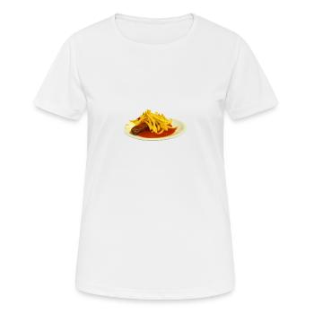 Currywurst mit Pommes - Frauen T-Shirt atmungsaktiv - Weiß - Vorne - AI Model Female 172 dark (172cm)