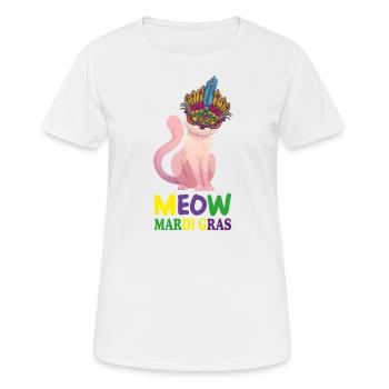 Lustige Katzen, Miau Mardi Gras, Miau, Mardi Gras Katzen - Frauen T-Shirt atmungsaktiv - Weiß - Vorne - AI Model Female 172 dark (172cm)