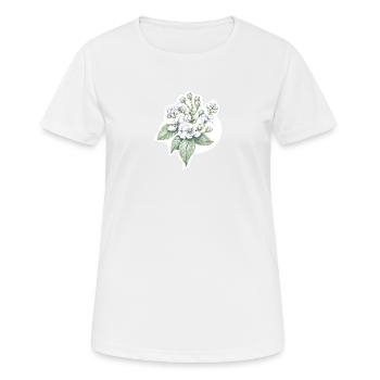 Brombeerblüte - Zeichnung - Frauen T-Shirt atmungsaktiv - Weiß - Vorne - AI Model Female 172 dark (172cm)