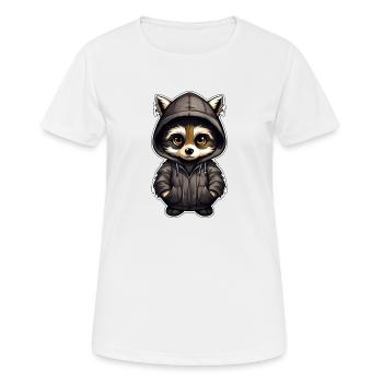 Cool raccoon in casual clothes - Women's Breathable T-Shirt - white - Front - AI Model Female 172 dark (172cm)