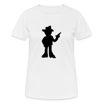 Cowboy - Sheriff - Schatten - Frauen T-Shirt atmungsaktiv - Weiß - Vorne - AI Model Female 172 dark (172cm)