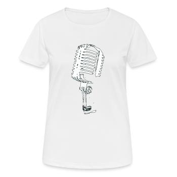 Mikrofon Schwarz-Weiß Musik - Frauen T-Shirt atmungsaktiv - Weiß - Vorne - AI Model Female 172 dark (172cm)