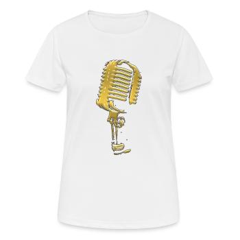 Mikrofon Schwarz-Weiß Musik - Frauen T-Shirt atmungsaktiv - Weiß - Vorne - AI Model Female 172 dark (172cm)