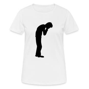 Dépression pleurant debout - T-shirt respirant Femme - blanc - Devant - AI Model Female 172 dark (172cm)