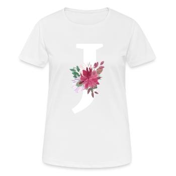 Lettre j floral - T-shirt respirant Femme - blanc - Devant - AI Model Female 172 dark (172cm)