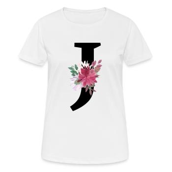 Lettre j floral - T-shirt respirant Femme - blanc - Devant - AI Model Female 172 dark (172cm)