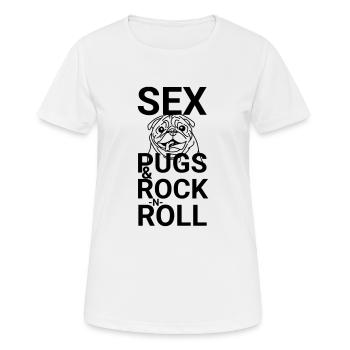 Pug and Roll - The rocking pug - Women's Breathable T-Shirt - white - Front - AI Model Female 172 dark (172cm)