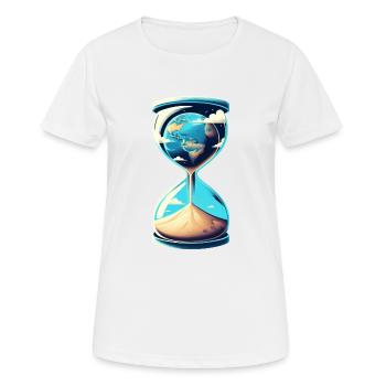Erde in Sanduhr - Umweltbewusstsein - Frauen T-Shirt atmungsaktiv - Weiß - Vorne - AI Model Female 172 dark (172cm)