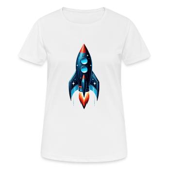 Rakete mit Sternen | Spaceship - Frauen T-Shirt atmungsaktiv - Weiß - Vorne - AI Model Female 172 dark (172cm)