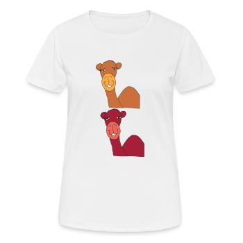 chameau double - T-shirt respirant Femme - blanc - Devant - AI Model Female 172 dark (172cm)