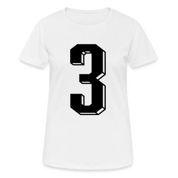 Nummer 3 - Zahl DREI Trikotnummer 3 Jahre - Frauen T-Shirt atmungsaktiv - Weiß - Vorne - AI Model Female 172 dark (172cm)