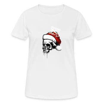 Frohe Weihnachten Totenkopf - Frauen T-Shirt atmungsaktiv - Weiß - Vorne - AI Model Female 172 dark (172cm)