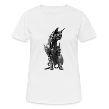 Cat in biomechanical armor - Women's Breathable T-Shirt - white - Front - AI Model Female 172 dark (172cm)