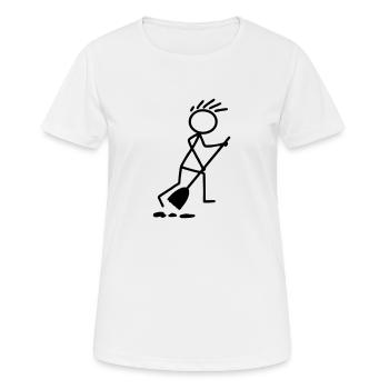 Mann mit Besen - Frauen T-Shirt atmungsaktiv - Weiß - Vorne - AI Model Female 172 dark (172cm)