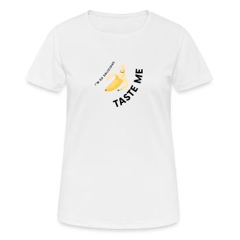 Taste Me Funny tshirt Design Banana - Frauen T-Shirt atmungsaktiv - Weiß - Vorne - AI Model Female 172 dark (172cm)