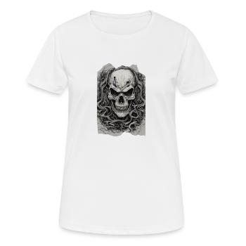 Sinister Roots Unleashed Skull Undead Heavy Metal - Frauen T-Shirt atmungsaktiv - Weiß - Vorne - AI Model Female 172 dark (172cm)