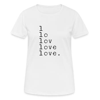 L LO LOV AMOUR AMOUR. Noir de déclaration - T-shirt respirant Femme - blanc - Devant - AI Model Female 172 dark (172cm)