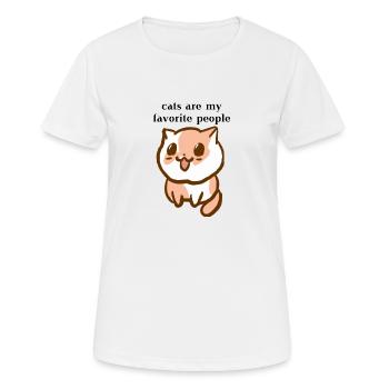 Katze Geschenkidee Cats are my favorite people - Frauen T-Shirt atmungsaktiv - Weiß - Vorne - AI Model Female 172 dark (172cm)