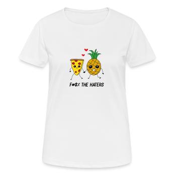 Pizza Hawaii / Fuck the Haters - Frauen T-Shirt atmungsaktiv - Weiß - Vorne - AI Model Female 172 dark (172cm)