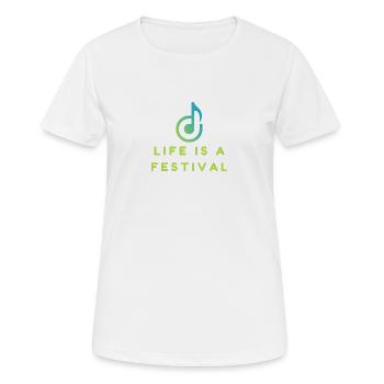 Das Leben ist ein Fest - Frauen T-Shirt atmungsaktiv - Weiß - Vorne - AI Model Female 172 dark (172cm)