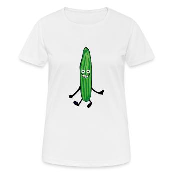 Concombre heureux,Concombre, Comique,Joyeux, Concombre - T-shirt respirant Femme - blanc - Devant - AI Model Female 172 dark (172cm)
