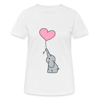 Elefant Herz Luftballon - Frauen T-Shirt atmungsaktiv - Weiß - Vorne - AI Model Female 172 dark (172cm)