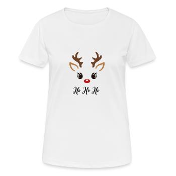 Ho Ho Ho Aufdruck Rentier - Frauen T-Shirt atmungsaktiv - Weiß - Vorne - AI Model Female 172 dark (172cm)