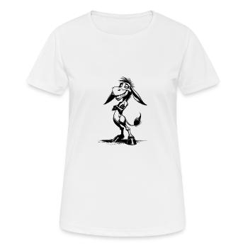 Lächelndes Langohr Esel Grinsende Karikatur - Frauen T-Shirt atmungsaktiv - Weiß - Vorne - AI Model Female 172 dark (172cm)