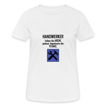 Handwerker haben die ARCHE gebaut - Frauen T-Shirt atmungsaktiv - Weiß - Vorne - AI Model Female 172 dark (172cm)