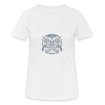 Résolution d’acier : crâne encerclé par des revolvers - T-shirt respirant Femme - blanc - Devant - AI Model Female 172 dark (172cm)