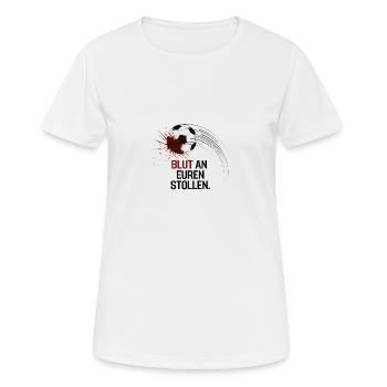 Coupe du monde Qatar Protestation 2022 Sang sur le maillot de protestation de Stollen - T-shirt respirant Femme - blanc - Devant - AI Model Female 172 dark (172cm)