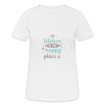 My Kitchen Is My Happy Place - T-shirt respirant Femme - blanc - Devant - AI Model Female 172 dark (172cm)