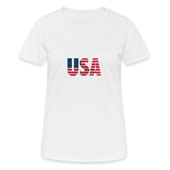 USA Amerika Stars and Stripes Used Look - Frauen T-Shirt atmungsaktiv - Weiß - Vorne - AI Model Female 172 dark (172cm)