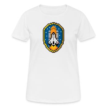 Space Shuttle Badge (Pixel art/Space-Badge) - Frauen T-Shirt atmungsaktiv - Weiß - Vorne - AI Model Female 172 dark (172cm)