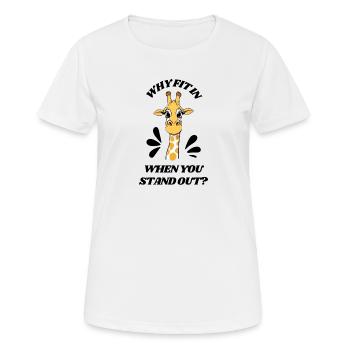 Pourquoi s’intégrer quand on se démarque ? –Girafe - T-shirt respirant Femme - blanc - Devant - AI Model Female 172 dark (172cm)