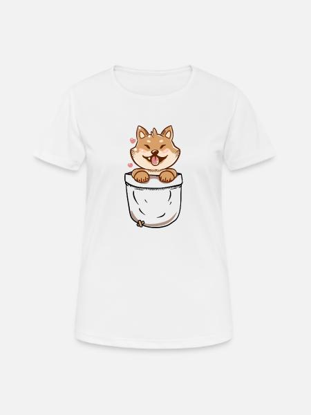 Kieszonkowe Shiba Inu - Dame T-shirt svedtransporterende - hvid