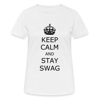 Keep Calm and Swag - Frauen T-Shirt atmungsaktiv - Weiß - Vorne - AI Model Female 172 dark (172cm)