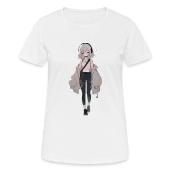 Anime Girl in stylischer Streetwear - Frauen T-Shirt atmungsaktiv - Weiß - Vorne - AI Model Female 172 dark (172cm)