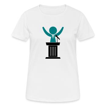 Un politicien parle à ses électeurs - T-shirt respirant Femme - blanc - Devant - AI Model Female 172 dark (172cm)