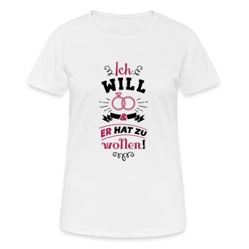 ich will er hat zu wollen ringe - Frauen T-Shirt atmungsaktiv - Weiß - Vorne - AI Model Female 172 dark (172cm)