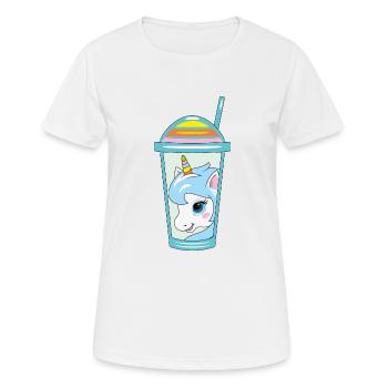 Gobelet en plastique avec dôme et licorne - T-shirt respirant Femme - blanc - Devant - AI Model Female 172 dark (172cm)