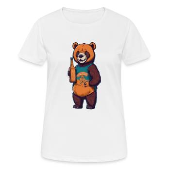 Bear with beer bottle boozing drinking beer - Women's Breathable T-Shirt - white - Front - AI Model Female 172 dark (172cm)