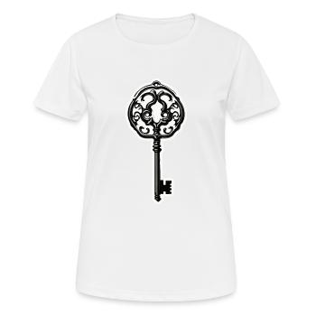 Schlüssel / Schloss / verschlossen / Sicherheit - Frauen T-Shirt atmungsaktiv - Weiß - Vorne - AI Model Female 172 dark (172cm)