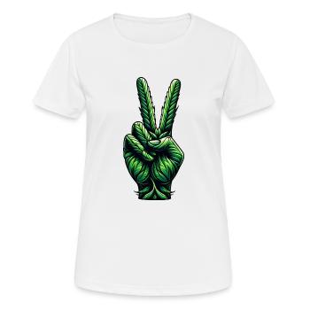 Hanf Legalisierung Friedenszeichen - Frauen T-Shirt atmungsaktiv - Weiß - Vorne - AI Model Female 172 dark (172cm)