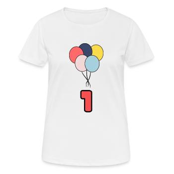 1. 1 AN. 1er ANNIVERSAIRE. ANNIVERSAIRE 1 AN - T-shirt respirant Femme - blanc - Devant - AI Model Female 172 dark (172cm)