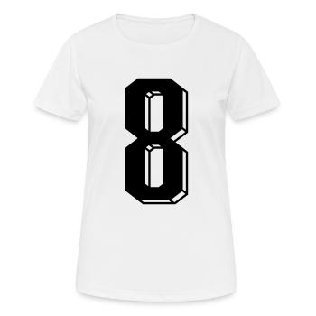 Nummer 8 - Zahl ACHT Trikotnummer 8 Jahre - Frauen T-Shirt atmungsaktiv - Weiß - Vorne - AI Model Female 172 dark (172cm)