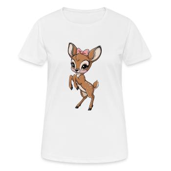 Süßes Rehkitz mit Schleife - Frauen T-Shirt atmungsaktiv - Weiß - Vorne - AI Model Female 172 dark (172cm)