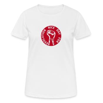 1 color - nice day for a revolution - against - Frauen T-Shirt atmungsaktiv - Weiß - Vorne - AI Model Female 172 dark (172cm)
